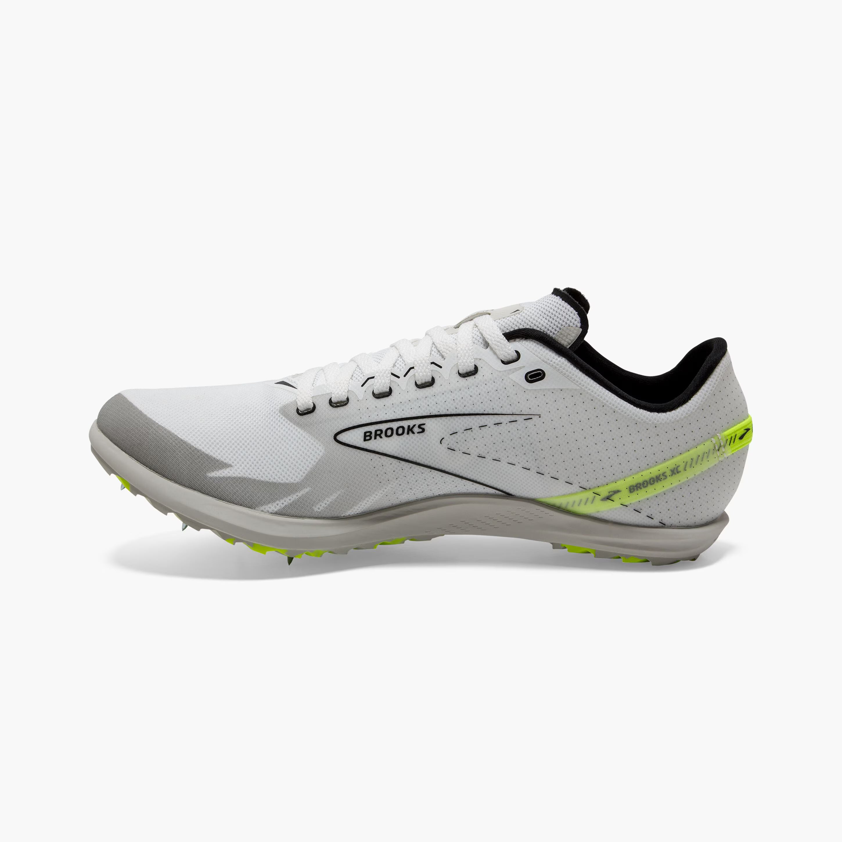 Brooks Running Draft XC Cross Country Running Shoe with Spikes in White/Black/Nightlife
