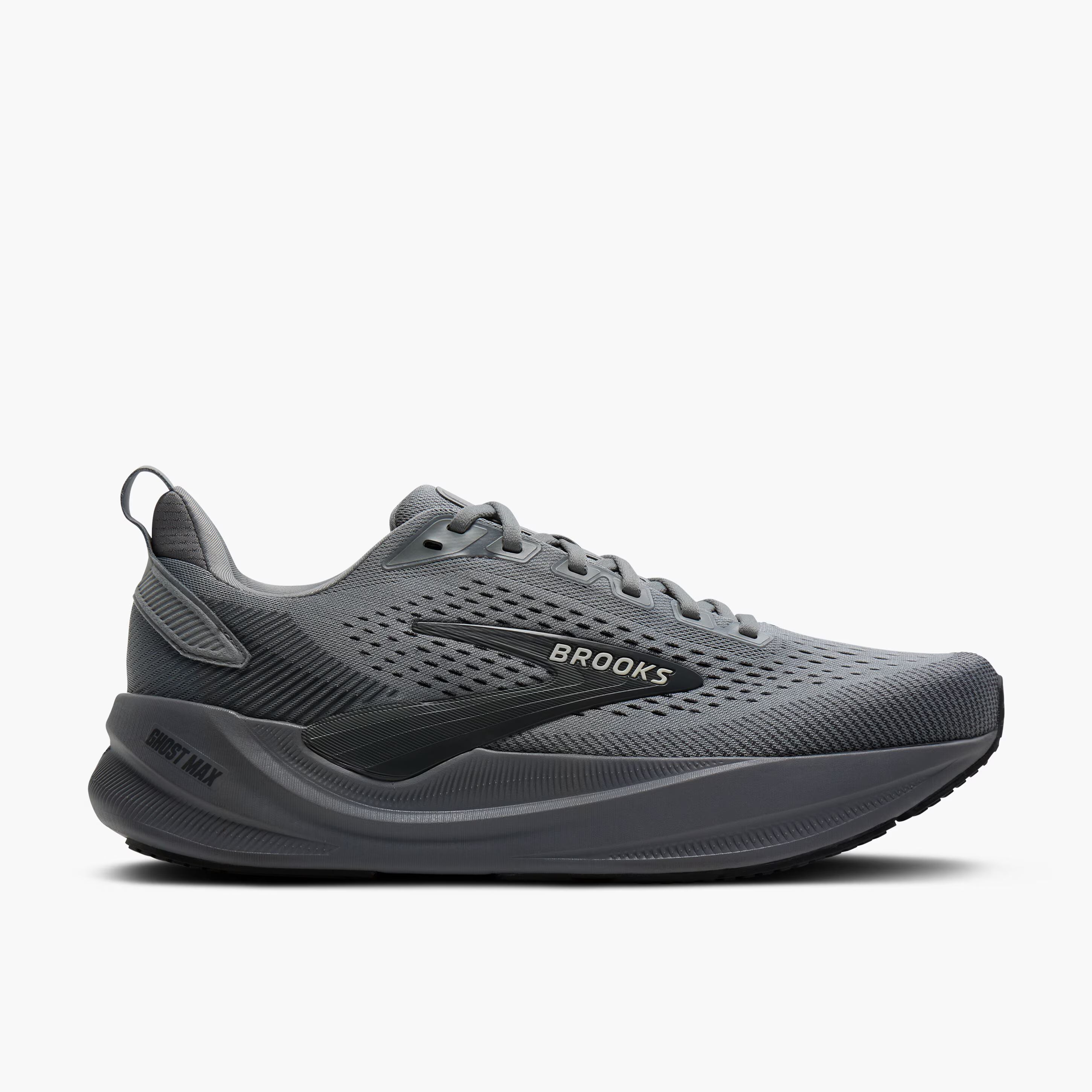 Men's Brooks Running Ghost Max 4 Road Running Shoe in Grey/Grey/Ebony