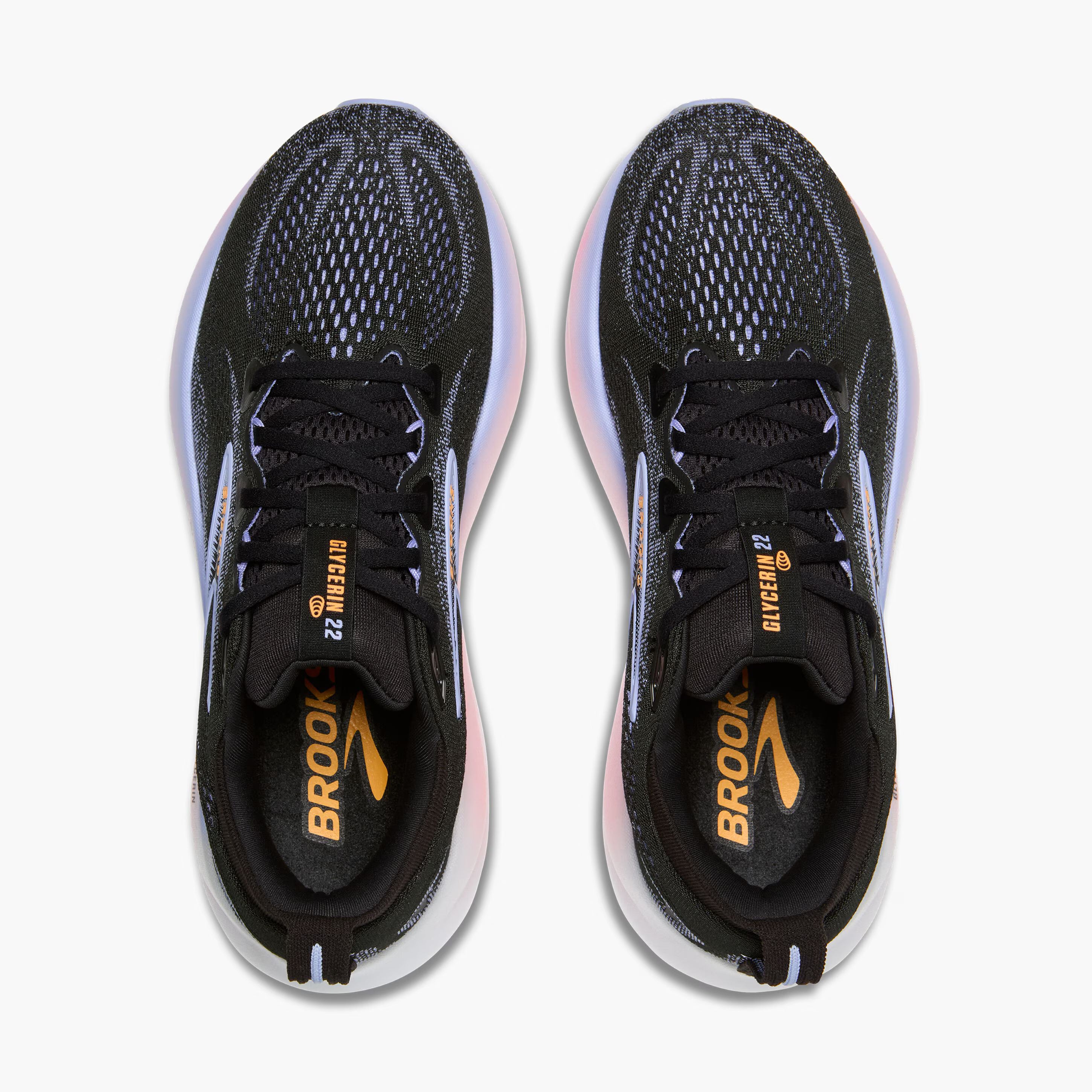 Women's Brooks Glycerin 22 Road Running Shoe in Black/Blue Heron/Orange