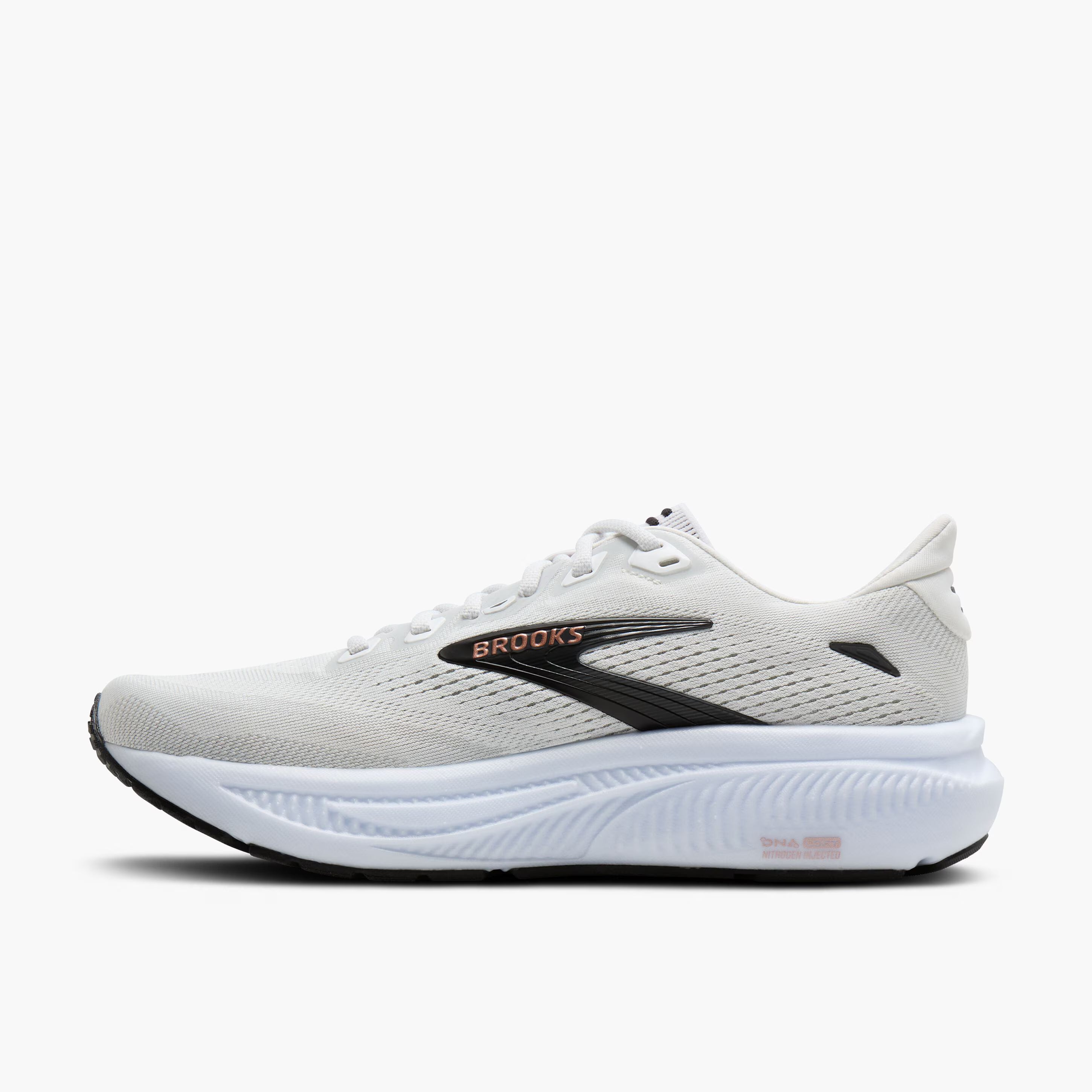 Women's Brooks Running Ghost 18 Road Running Shoe in White/Black/Rose Gold