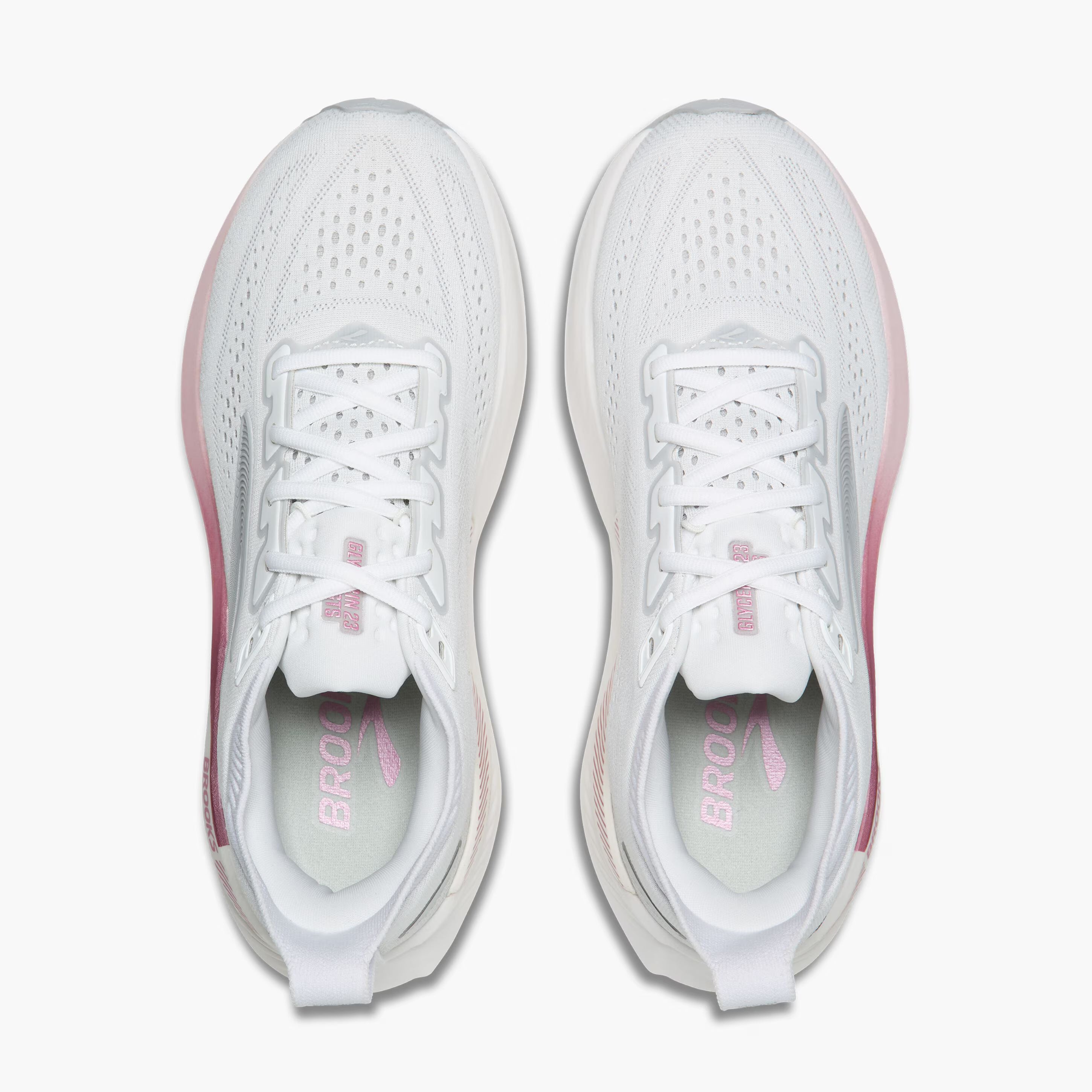 Women's Brooks Running Glycerin GTS 23 Road Running Shoe in White/Harbor Mist/Metallic