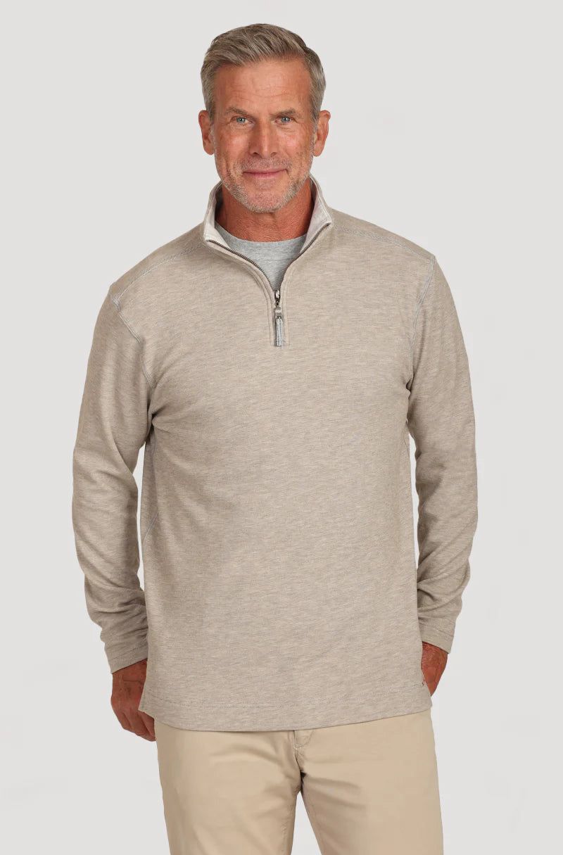 True Grit Daybreak 1/4 Zip Pullover in Soft Brown
