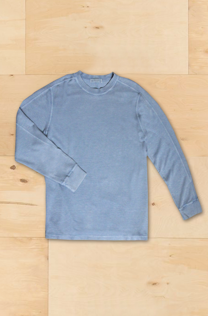True Grit Jackson Knit Modern Crew in Mineral Blue