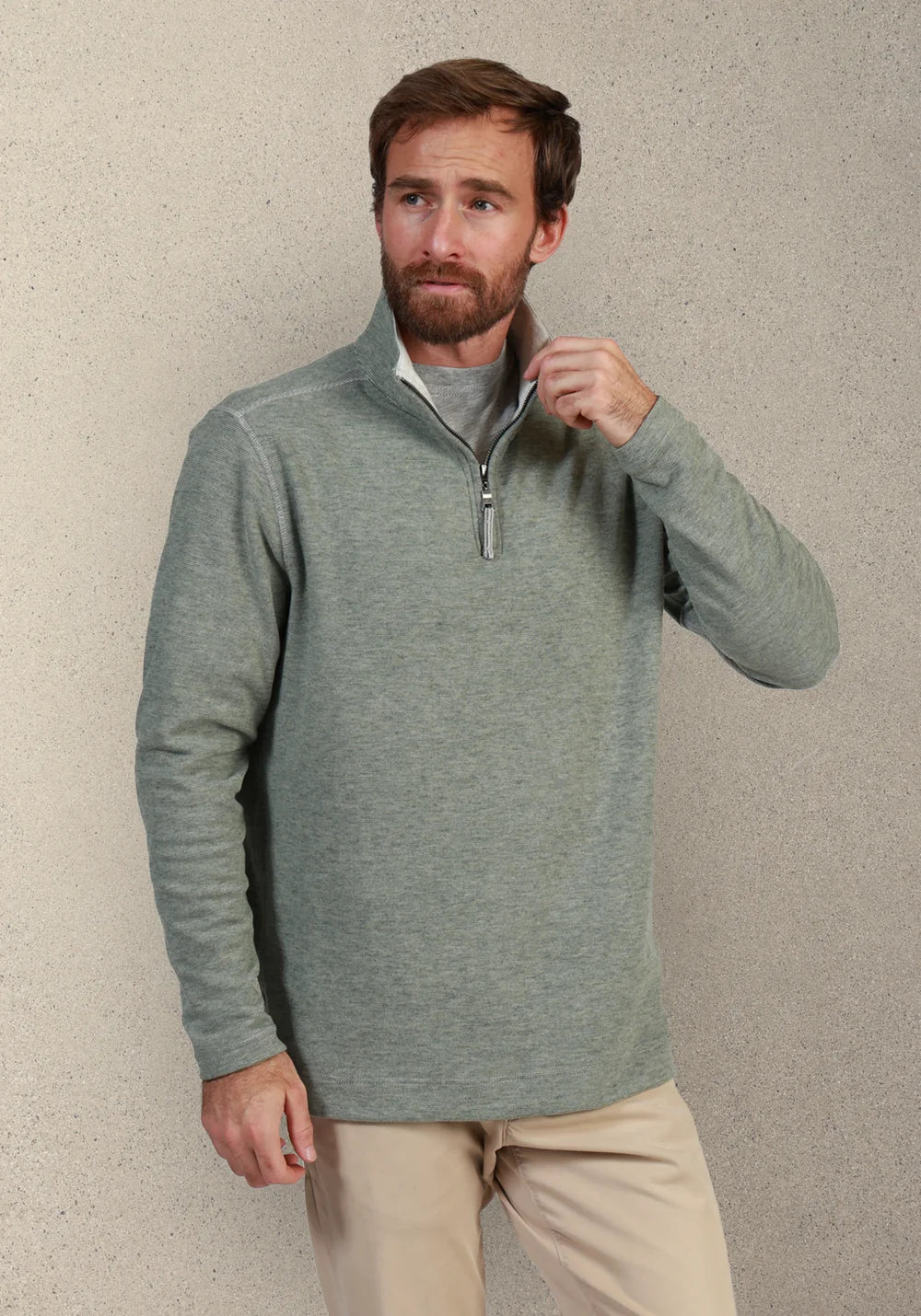 True Grit Daybreak Performance Quarter-Zip in Olive