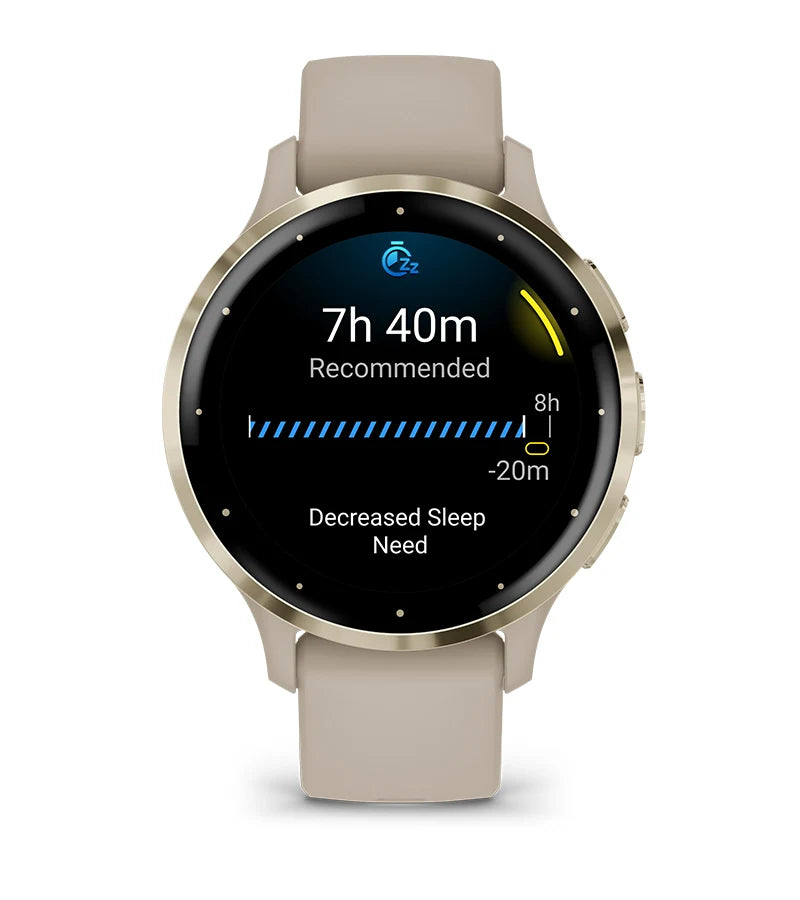 Garmin Venu® 3S Smartwatch, Soft Gold Stainless Steel Bezel with French Gray Case and Silicone Band