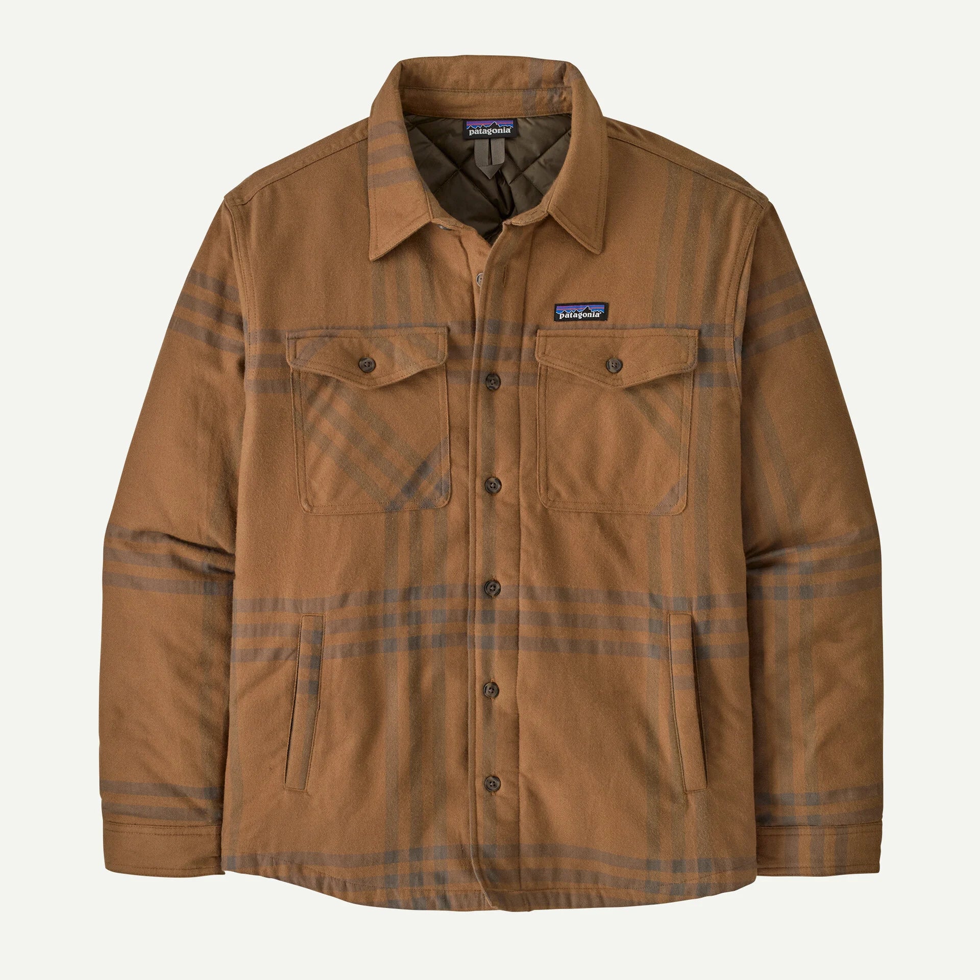 Patagonia Men's Lightweight Insulated Fjord Flannel Shirt in Defend: Deer Brown