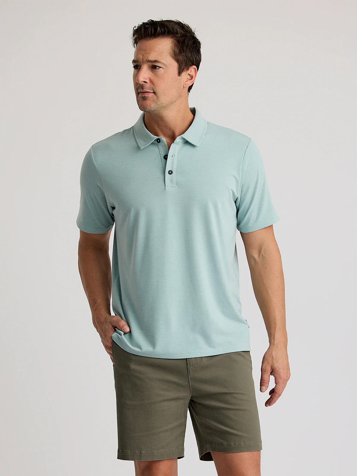 Free Fly Men's Bamboo Flex Polo II in Heather Ocean Mist