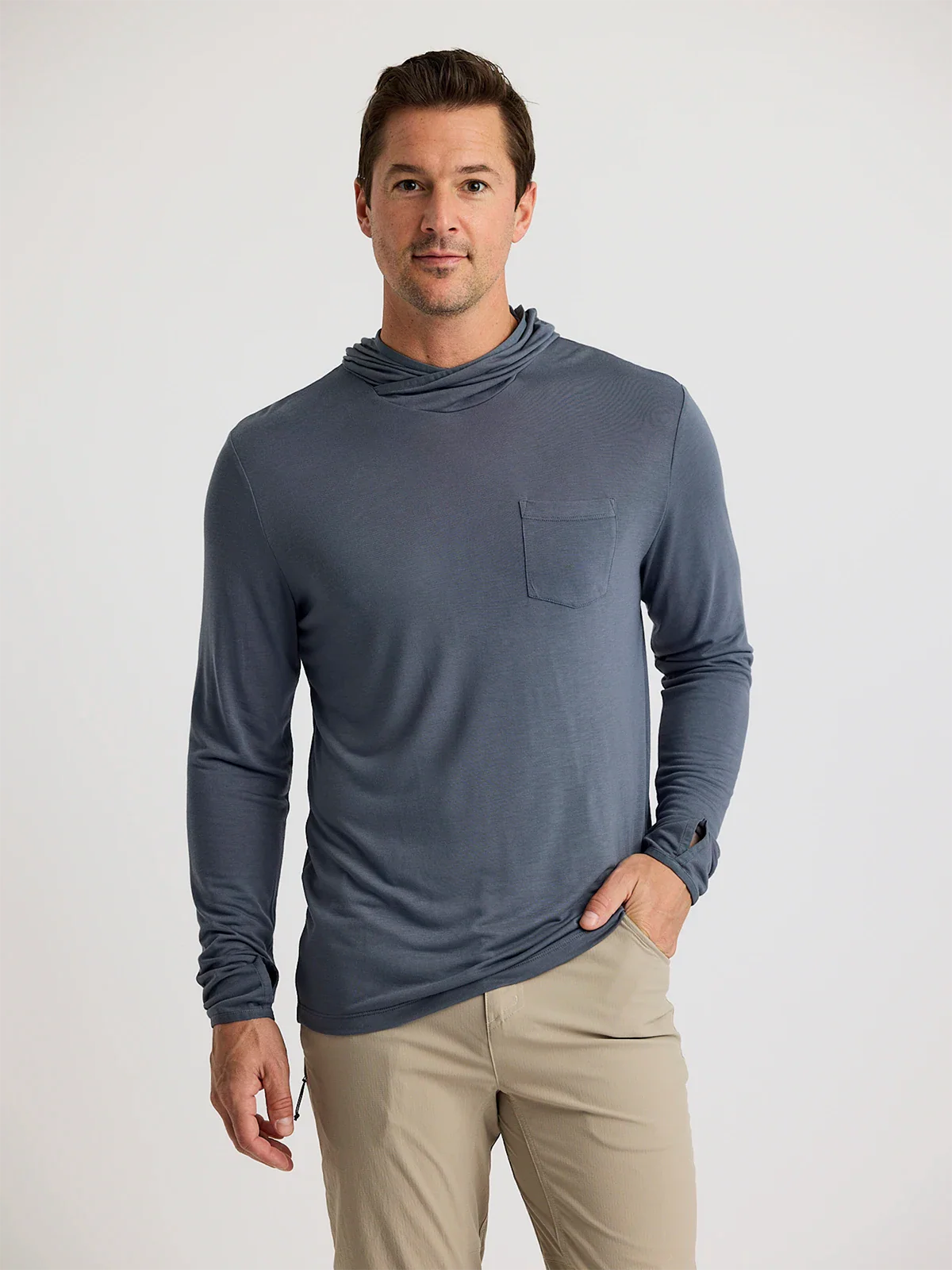 Free Fly Men's Bamboo Lightweight Hoodie in Storm Cloud
