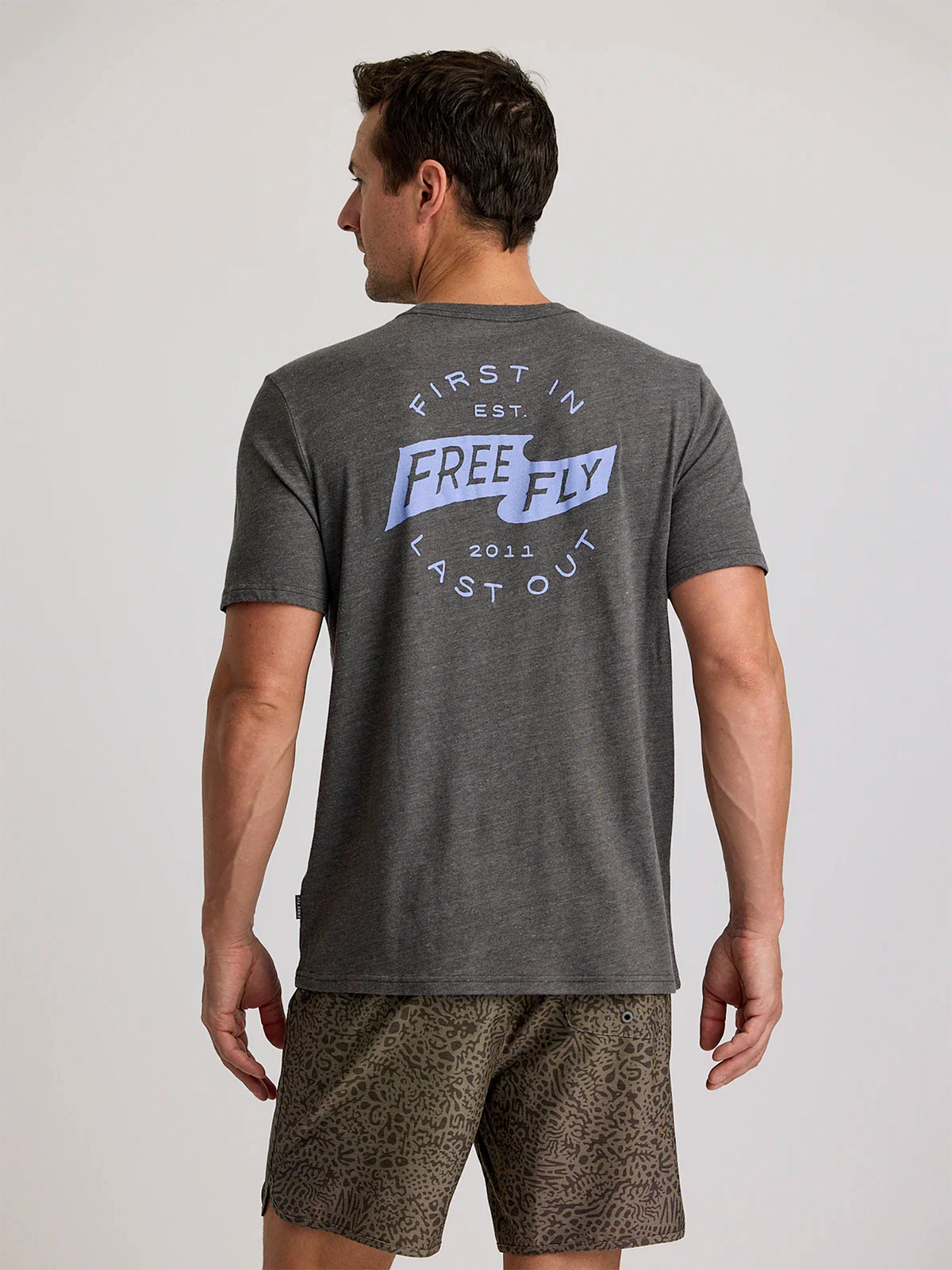 Free Fly Men's First & Last Tee in Heather Black Sand