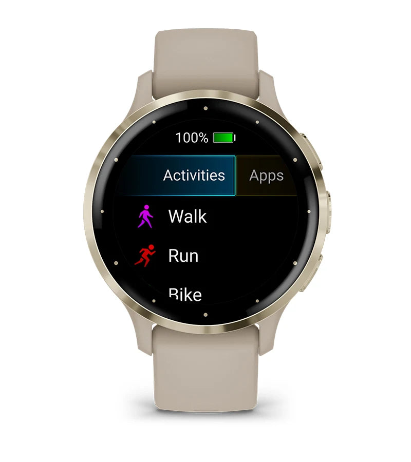 Garmin Venu® 3S Smartwatch, Soft Gold Stainless Steel Bezel with Ivory Case and Silicone Band