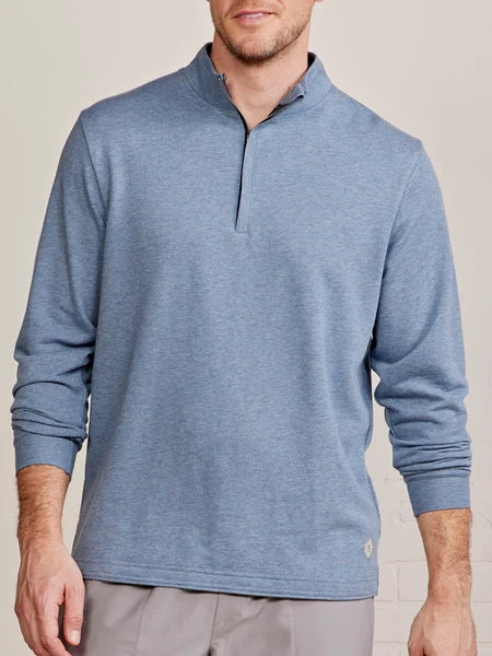 Tasc Stadium French Terry Quarter Zip in Anchor Heather