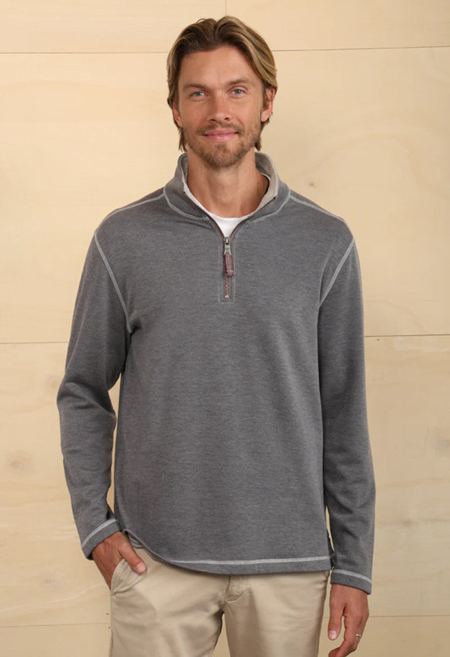 True Grit Sea Ranch Fleece 1/4 Zip Pullover in Charcoal