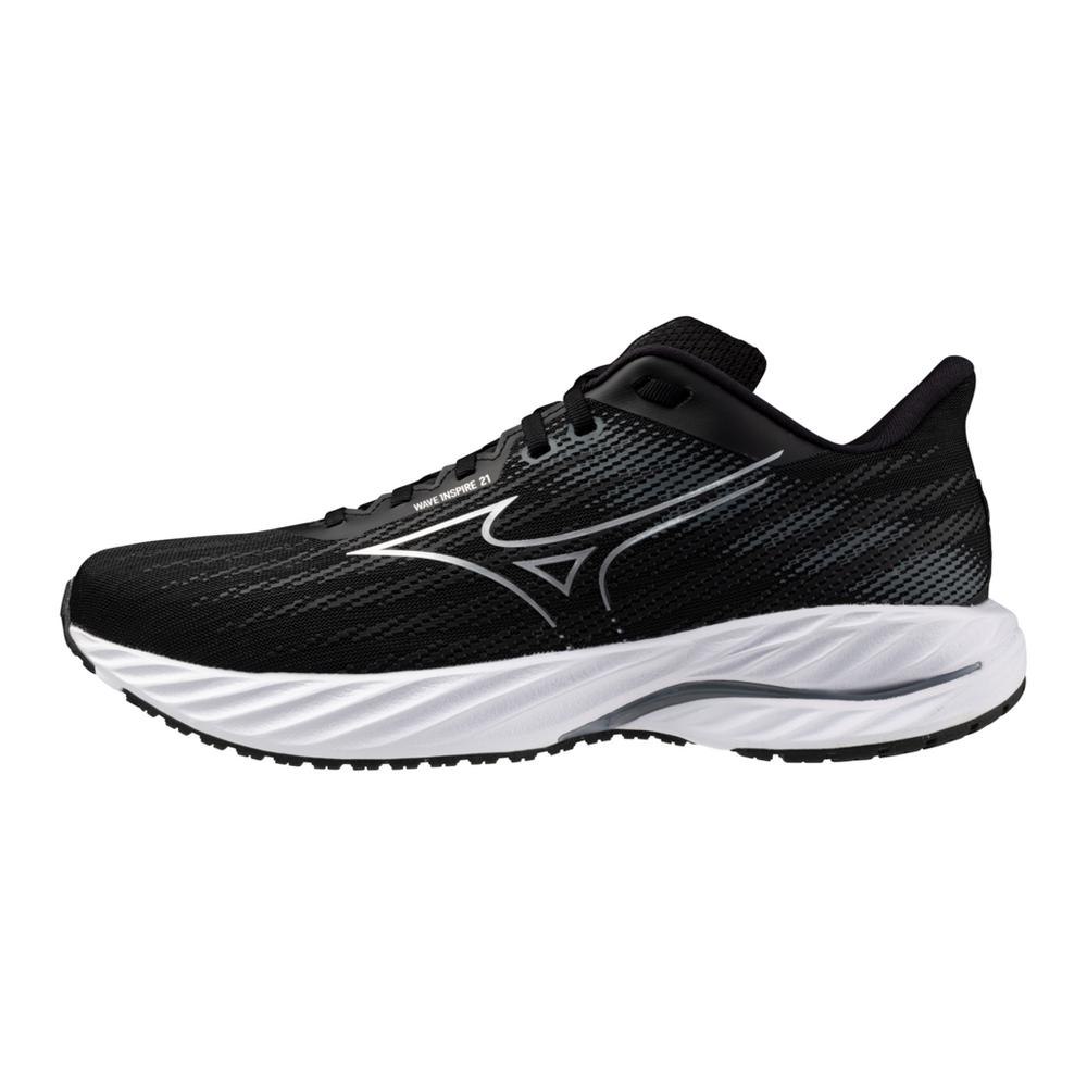 Men's Mizuno Wave Inspire 21 Running Shoe in Black Silver