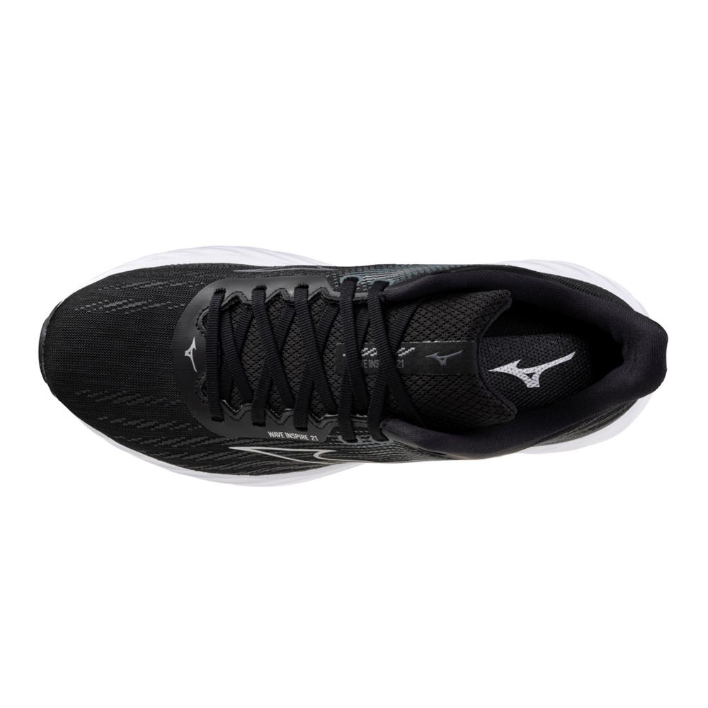 Men's Mizuno Wave Inspire 21 Running Shoe in Black Silver