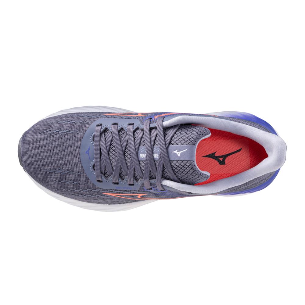 Women's Mizuno Wave Inspire 21 Running Shoe in Blue Granite Striking Coral