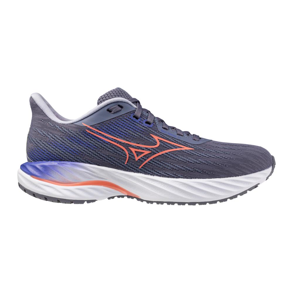 Women's Mizuno Wave Inspire 21 Running Shoe in Blue Granite Striking Coral