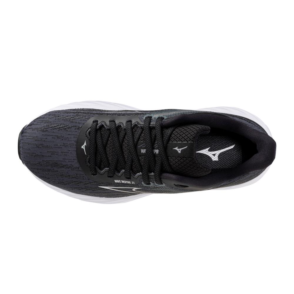 Women's Mizuno Wave Inspire 21 Running Shoe in Black Silver