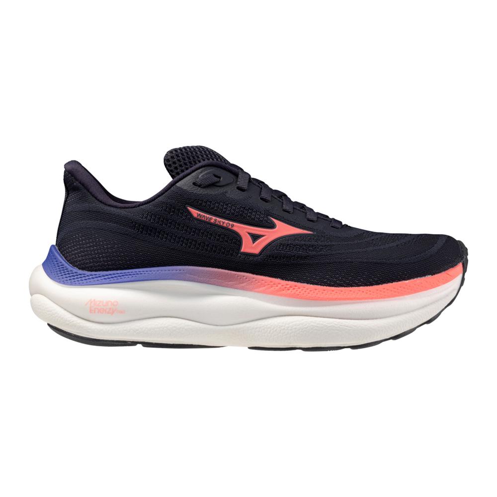 Women's Mizuno Wave Sky 9 Running Shoe in Odyssey Grey | Striking Coral