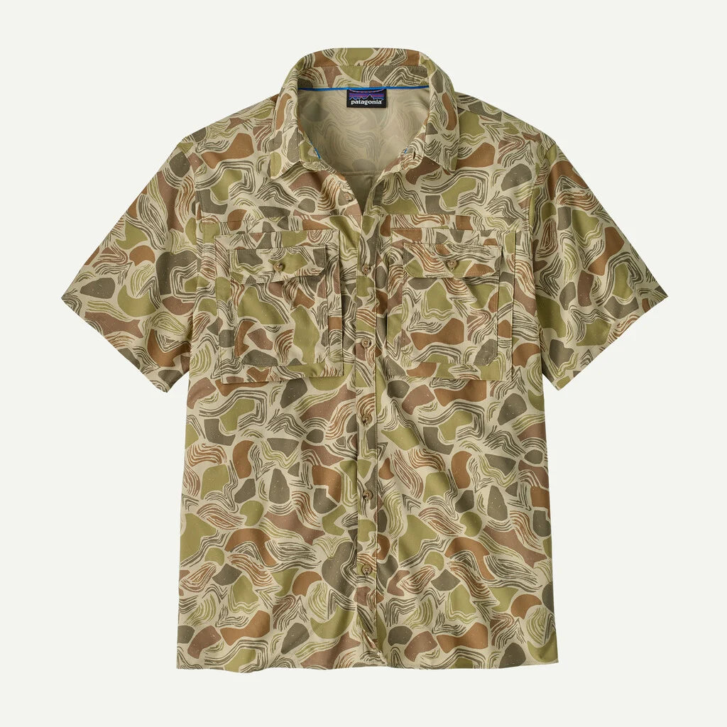 Patagonia Men's Short-Sleeved Self-Guided Sun Shirt in Coastal Edge: Weathered Stone