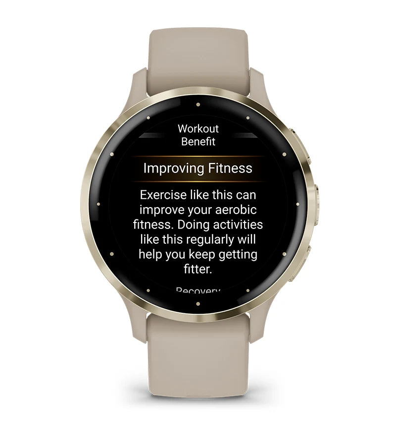 Garmin Venu® 3S Smartwatch, Soft Gold Stainless Steel Bezel with Ivory Case and Silicone Band