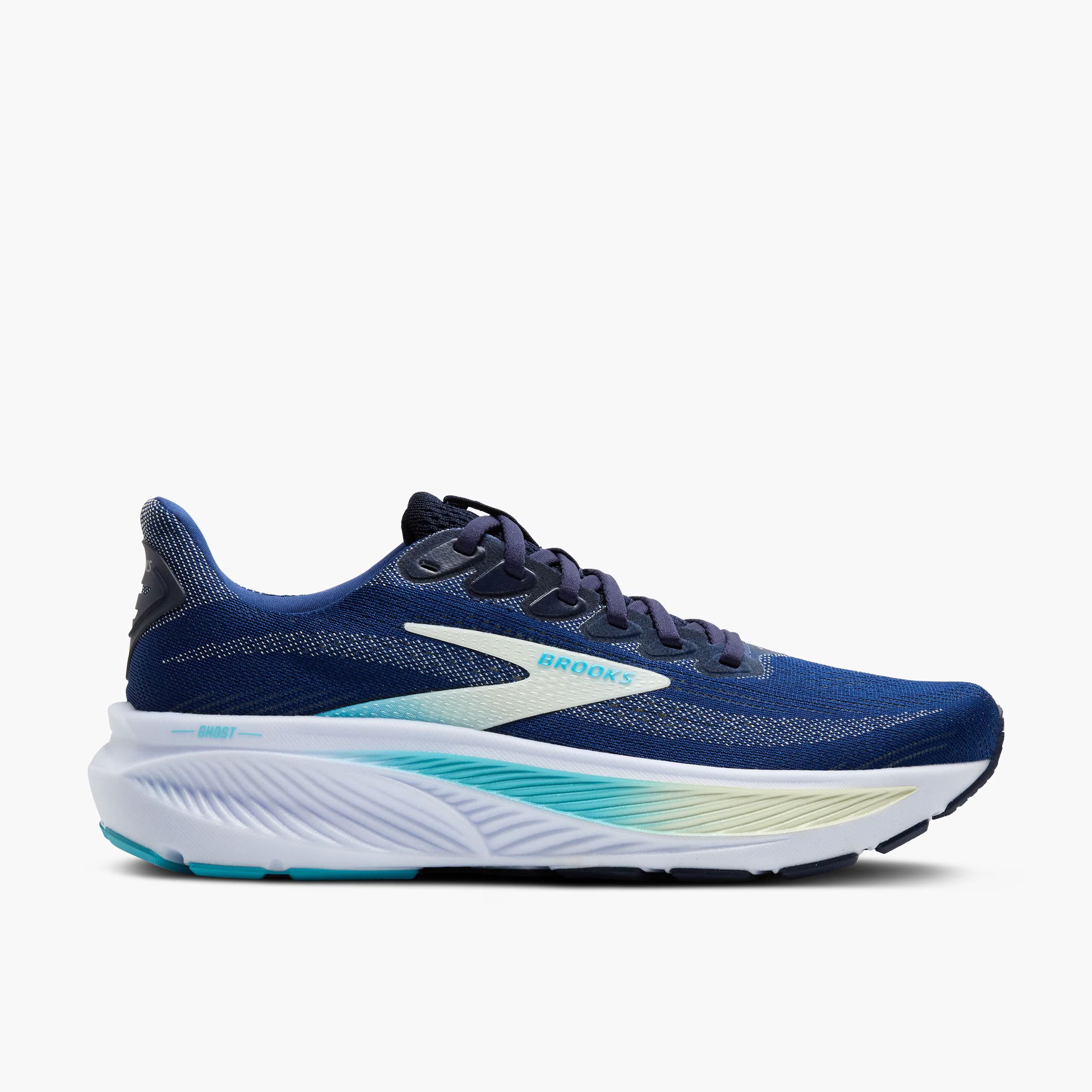 Women's Brooks Ghost 17 Road Running Shoe in Navy/Green/Turquoise