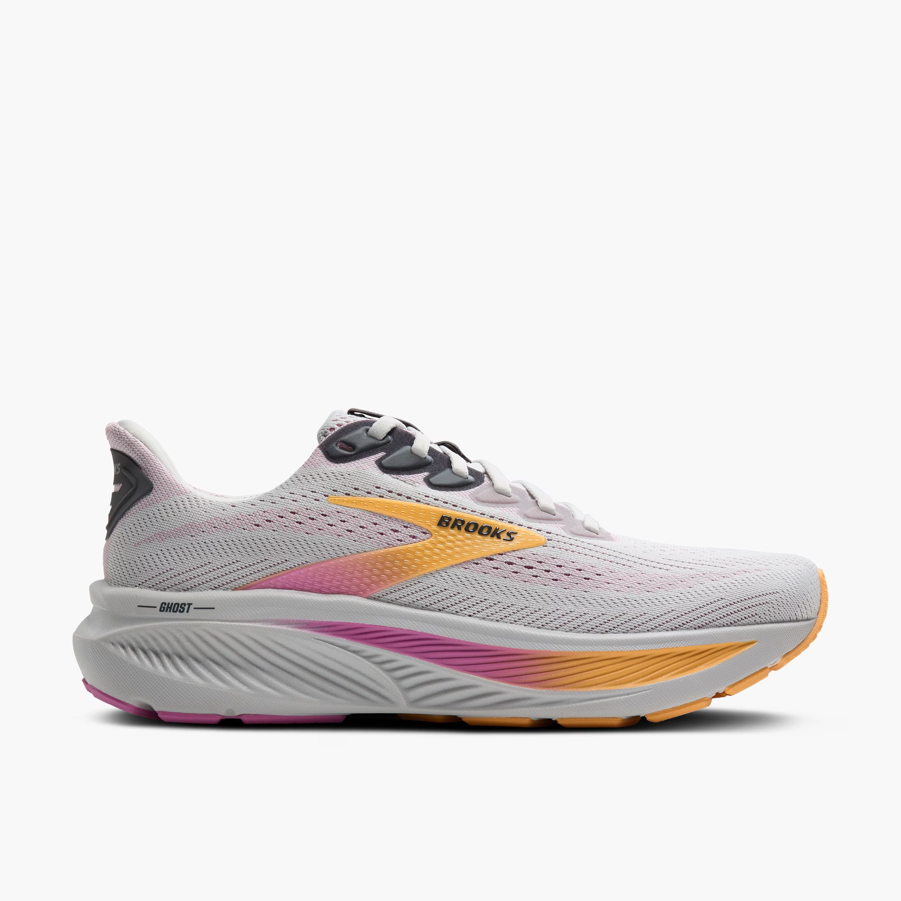 Women's Brooks Ghost 17 Road Running Shoe in Oyster/Apricot/Pink