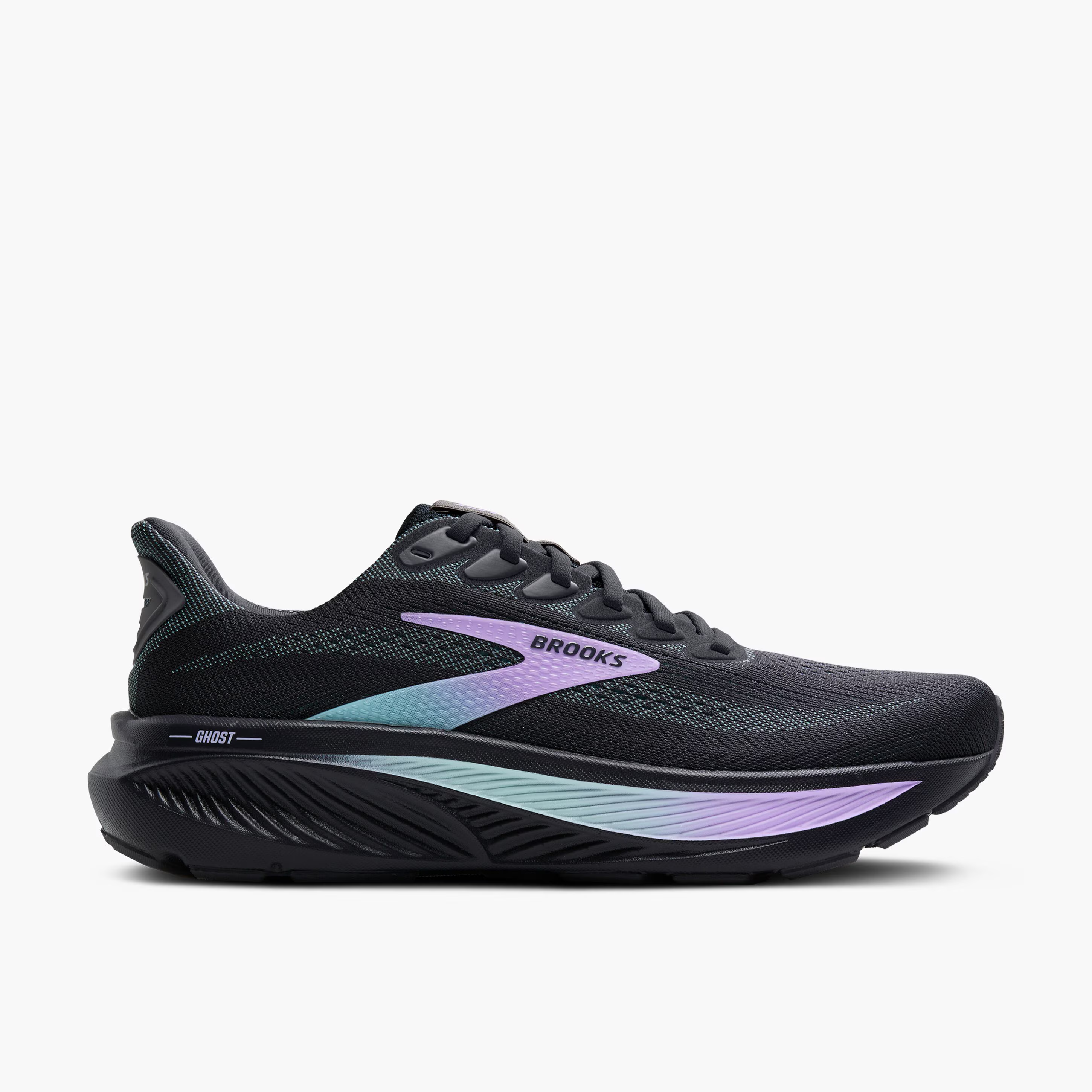 Women's Brooks Ghost 17 Road Running Shoe in Grey/Clearwater/Purple