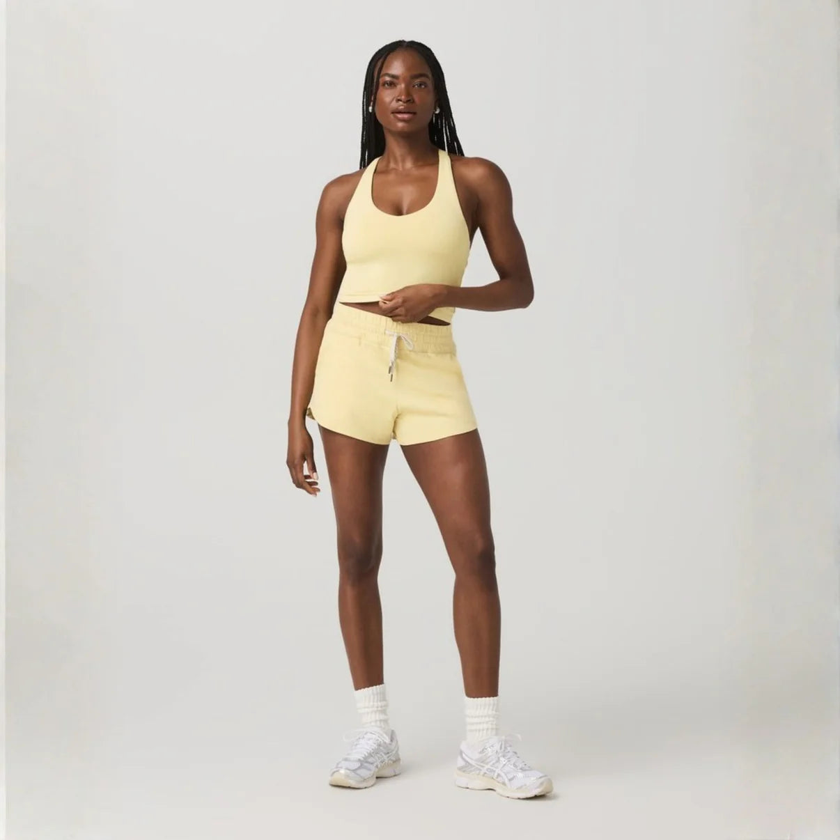 vuori Women's Halo Performance Crop Tank 2.0 in Lemon Snap