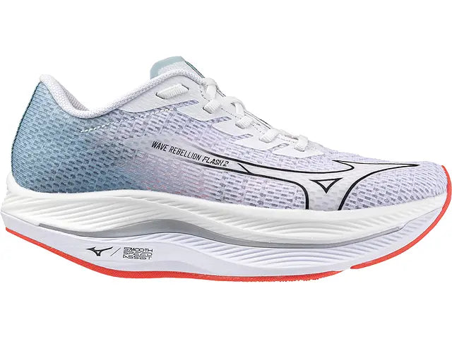 Women's Mizuno Wave Rebellion Flash 2 Running Shoe in White Black