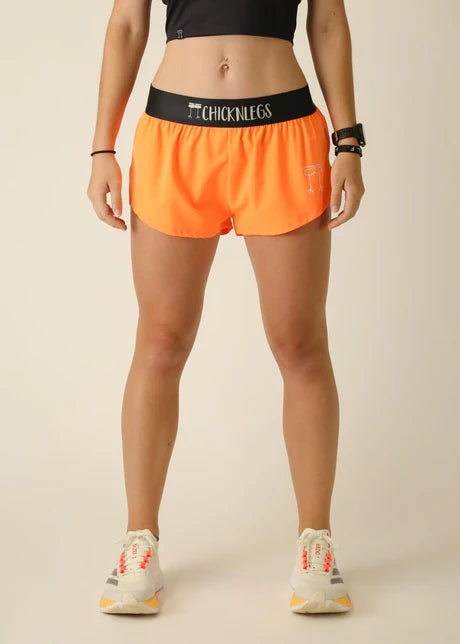 ChicknLegs Women's 1.5" Split Shorts in Neon Orange