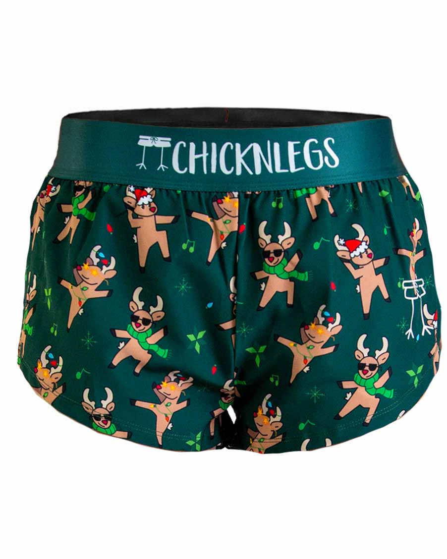 ChicknLegs Women's 1.5" Split Shorts in Rockin Reindeer