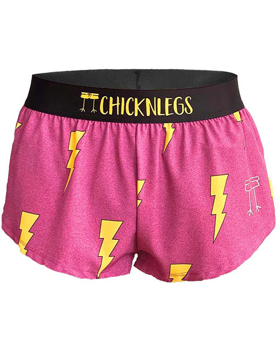 ChicknLegs Women's 1.5" Split Shorts in Pink Bolts