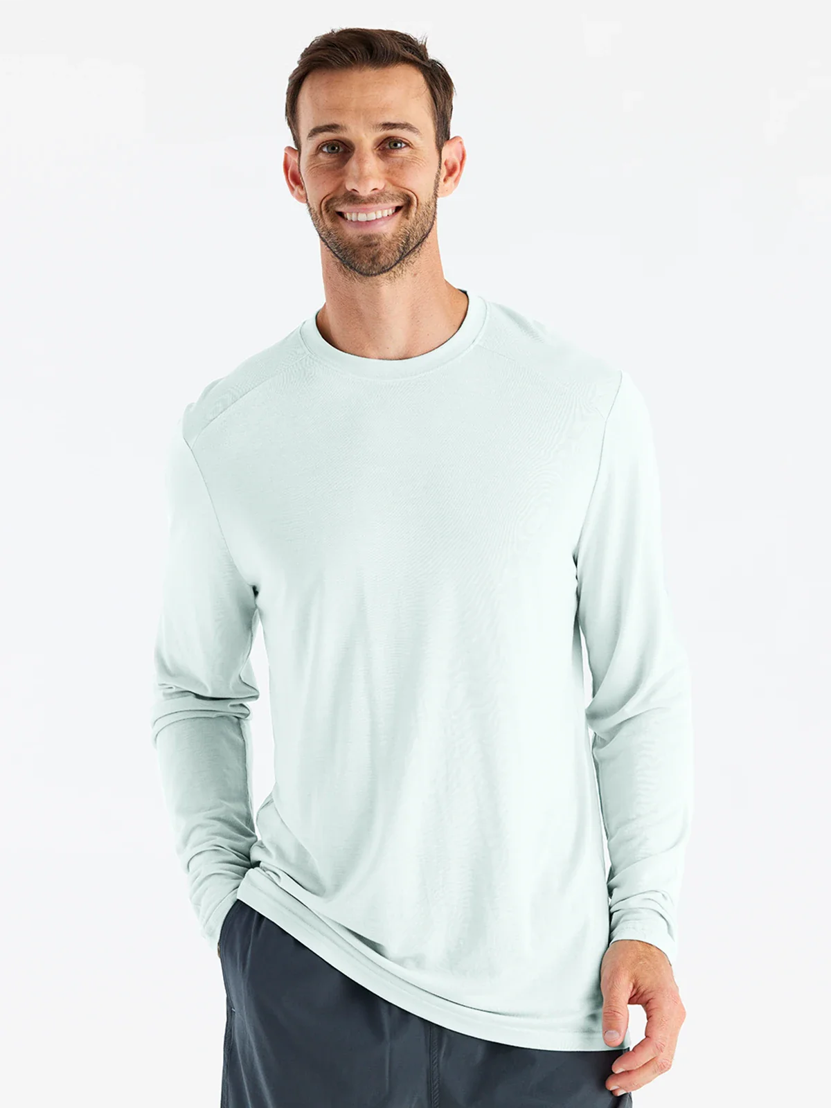 Free Fly Men's Bamboo Lightweight Long Sleeve Tee in Glacier