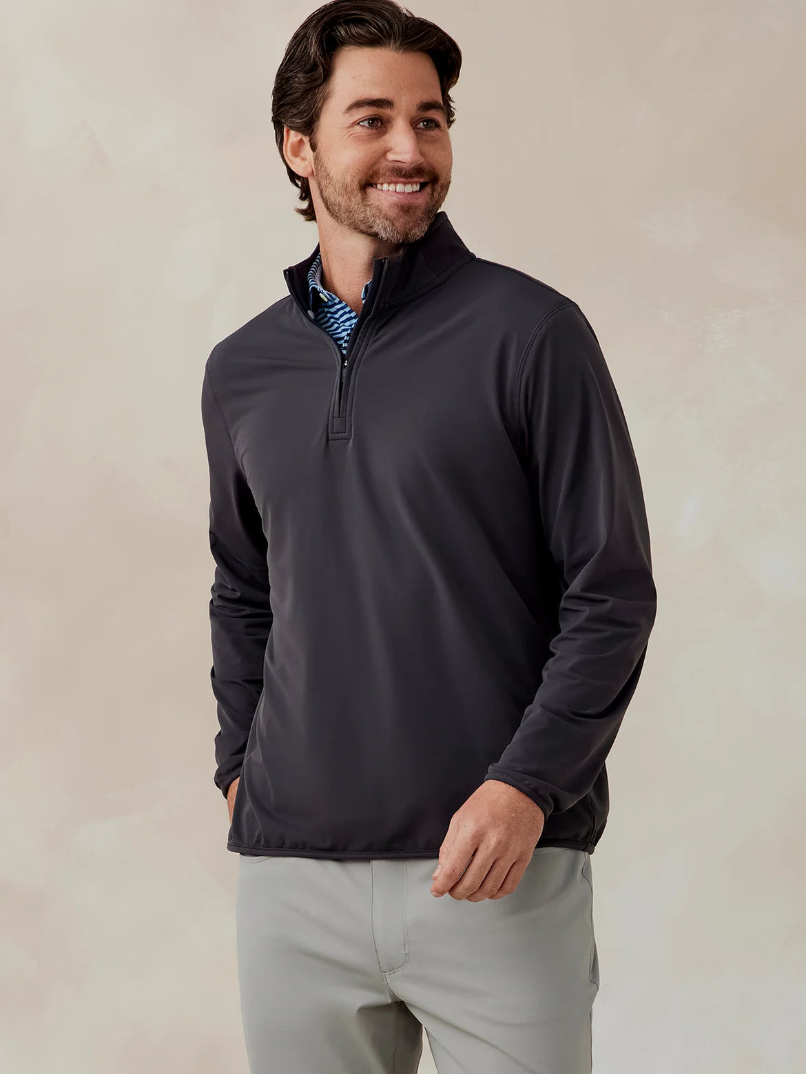 Tasc Stratford Performance Quarter Zip in Cinder