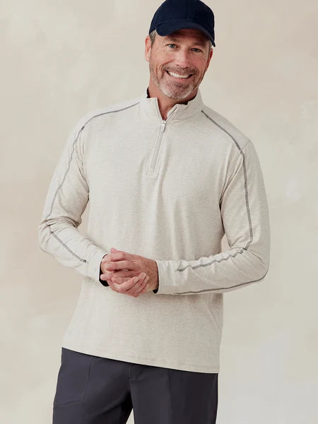 Tasc Carrollton Lightweight Quarter Zip in Oatmeal Heather