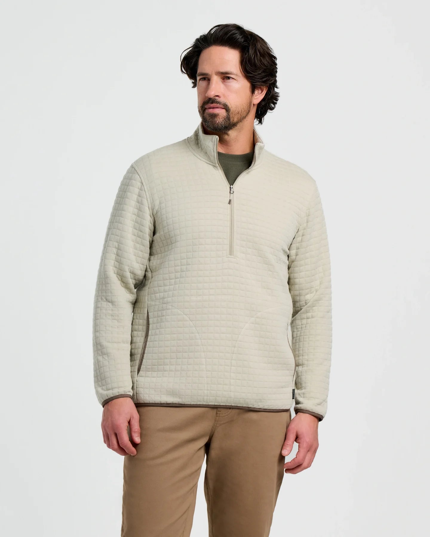 Free Fly Men's Downvalley Quarter Zip in Heather Sandstone