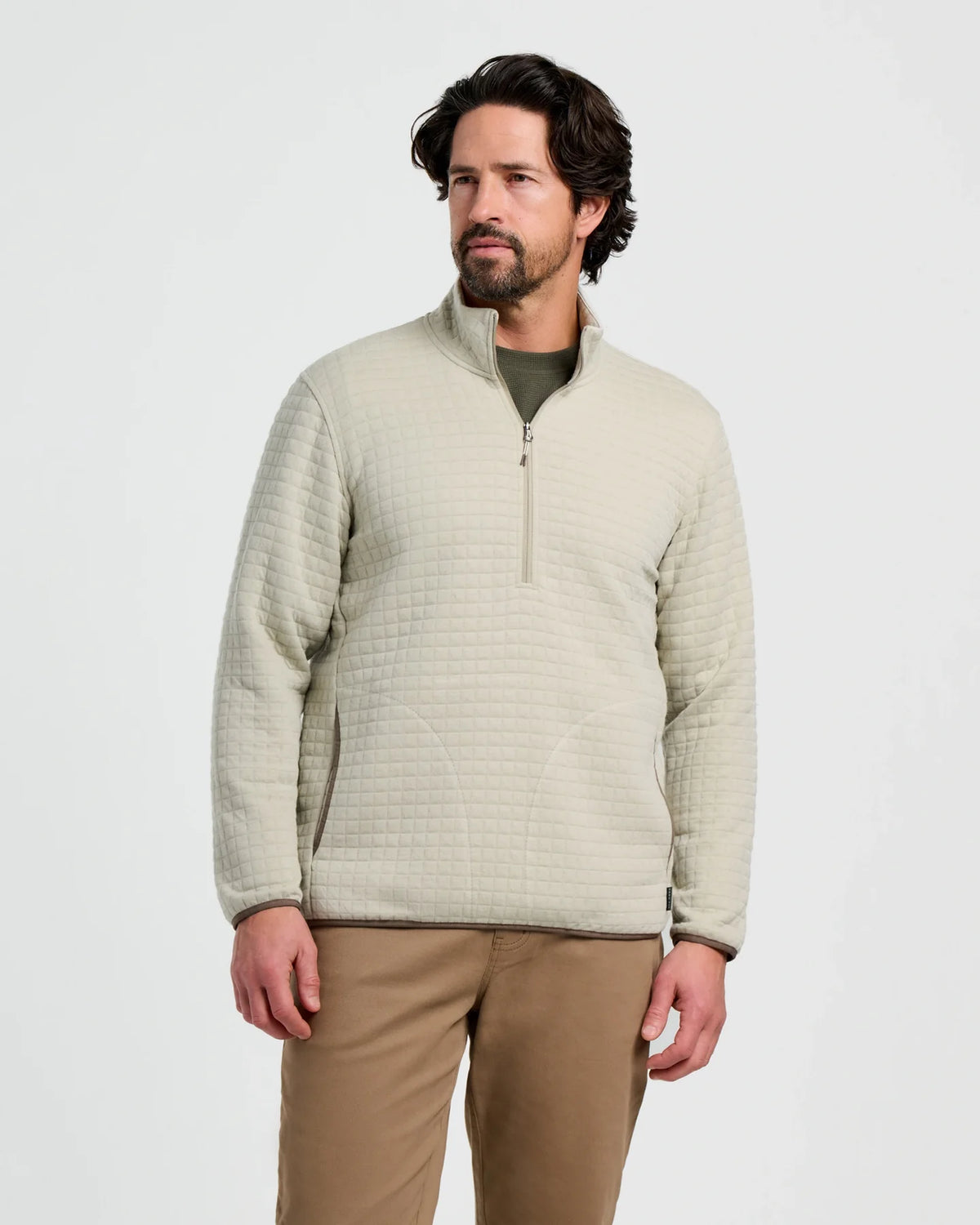 Free Fly Men's Downvalley Quarter Zip in Heather Sandstone
