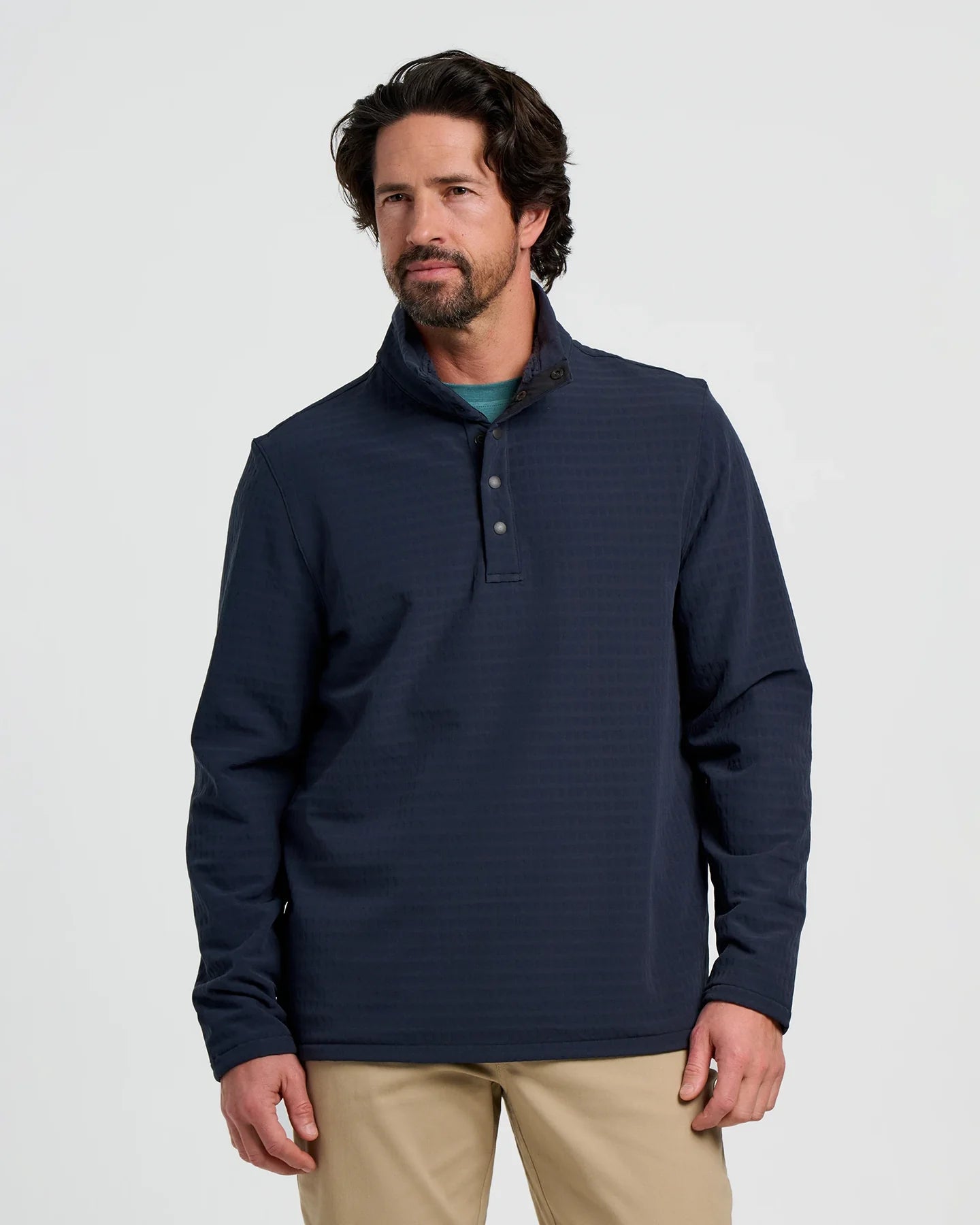 Free Fly Men's Gridback Fleece Snap Pullover in Deep Navy