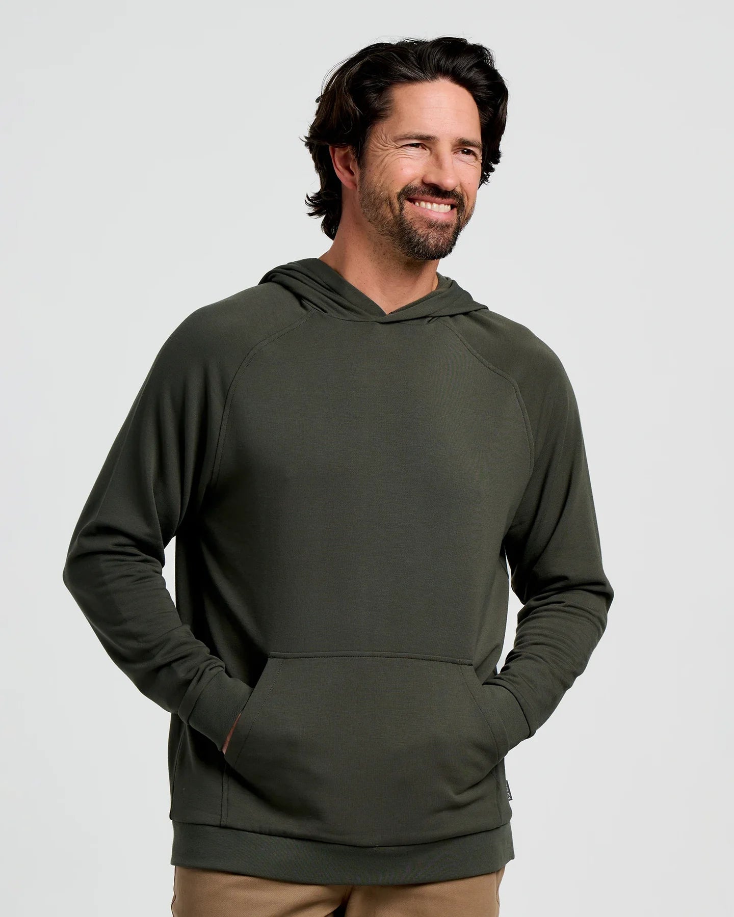 Free Fly Men's Bamboo Lightweight Fleece Hoodie in Dark Forest