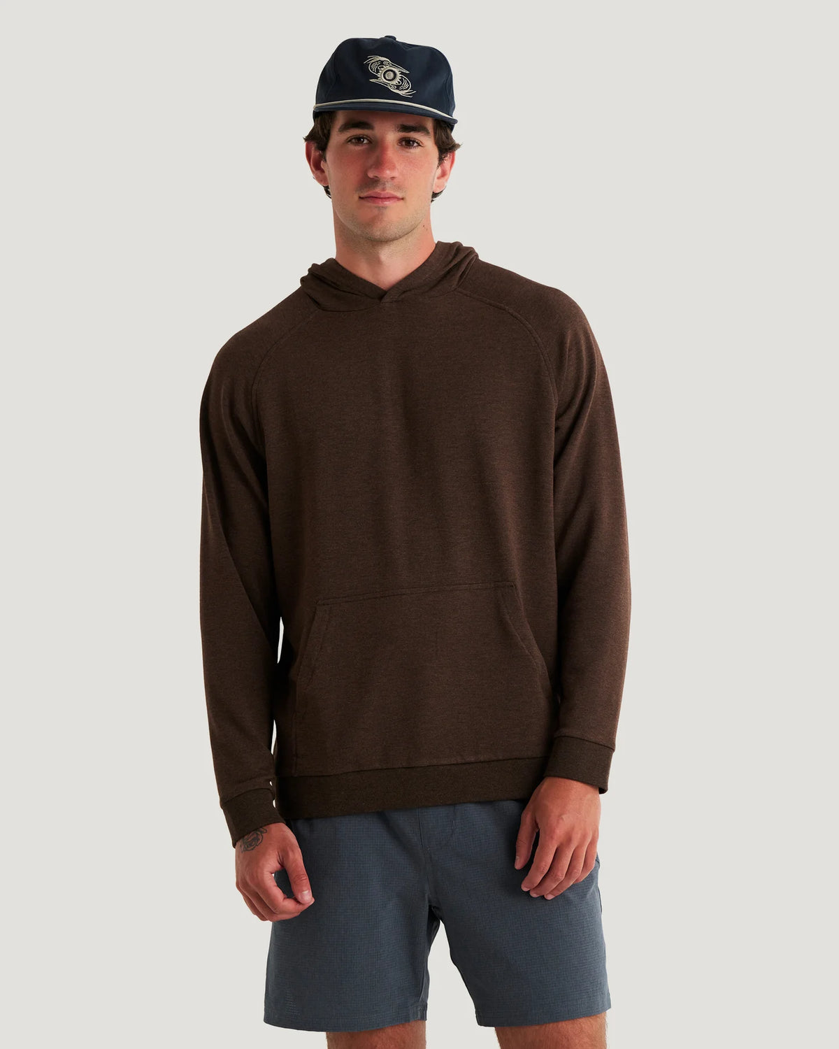 Free Fly Men's Bamboo Lightweight Fleece Hoodie in Heather Dark Brown