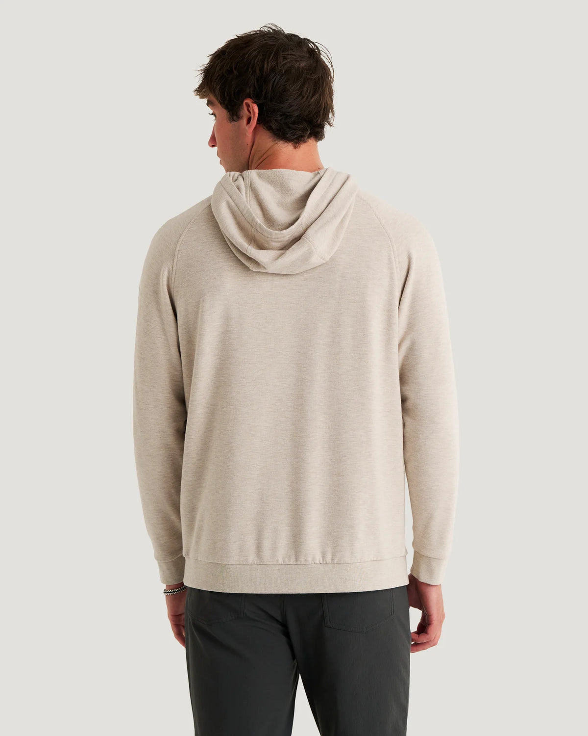 Free Fly Men's Bamboo Lightweight Fleece Hoodie in Heather Dessert Tan