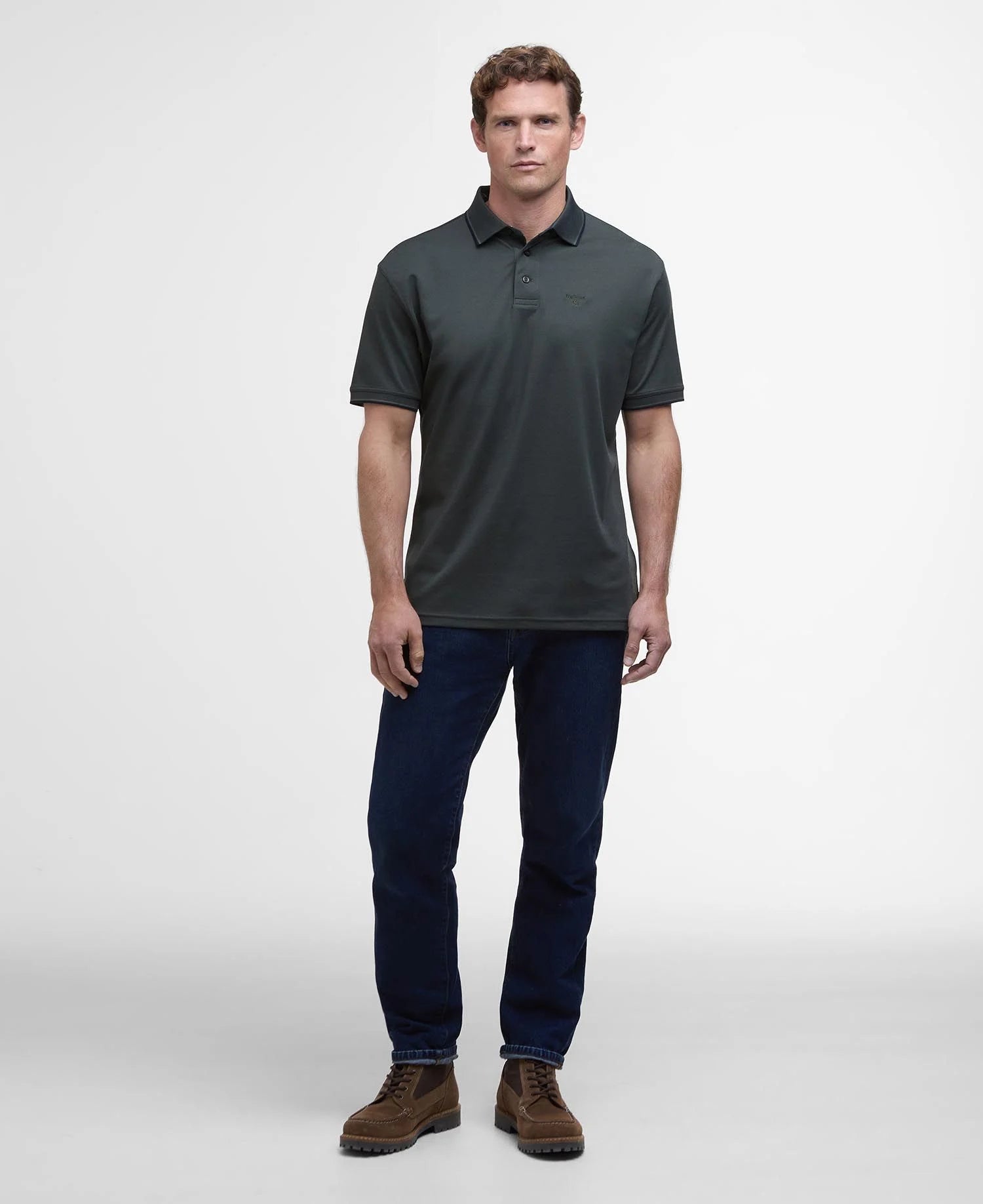 Barbour Heydon Short-Sleeved Polo Shirt in Olive