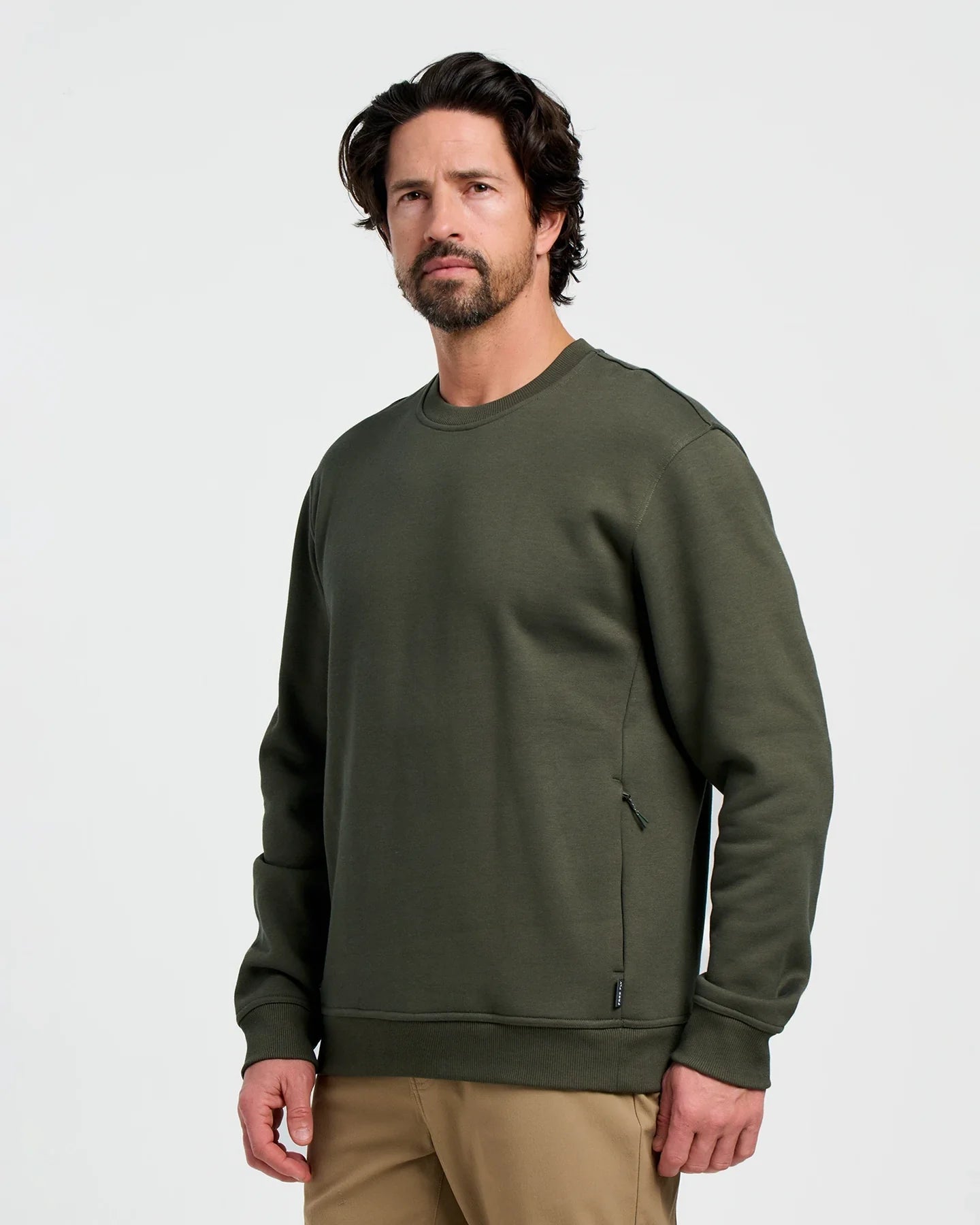 Free Fly Men's Bamboo Northcoast Fleece Crew in Dark Forest