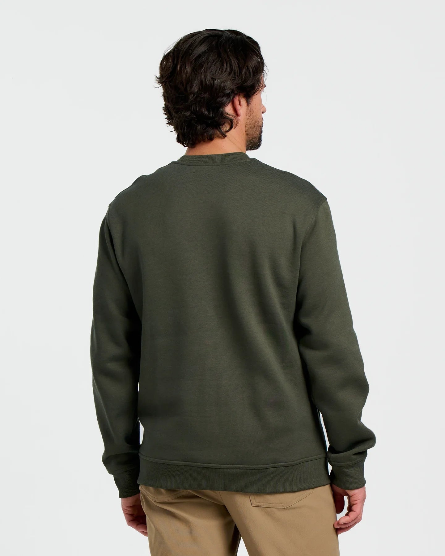 Free Fly Men's Bamboo Northcoast Fleece Crew in Dark Forest