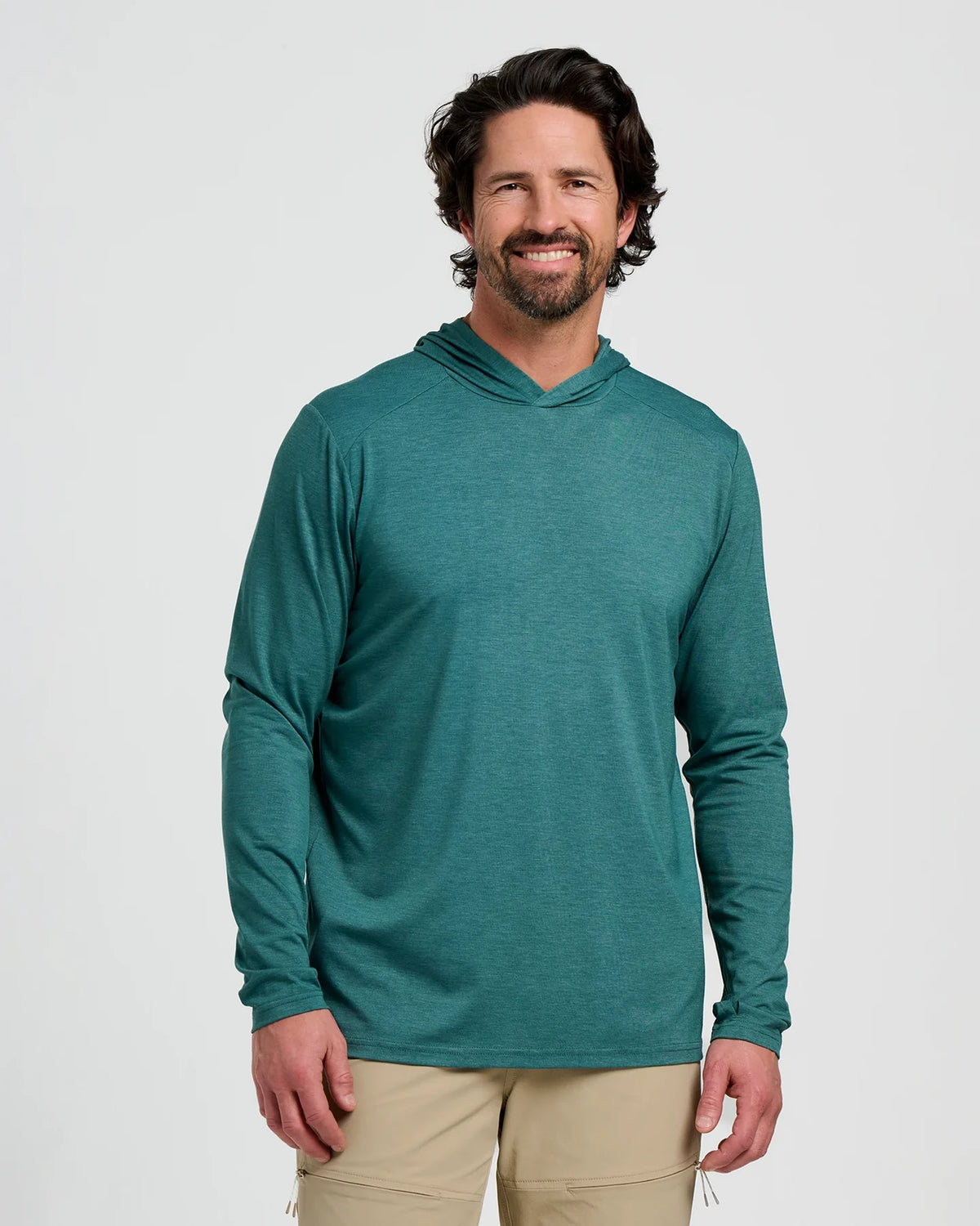 Free Fly Men's Bamboo Shade Hoodie in Heather Sea Pine