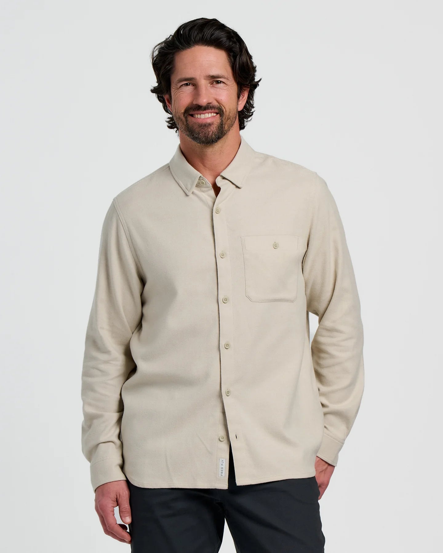 Free Fly Men's Seawool Flannel Shirt in Sandstone