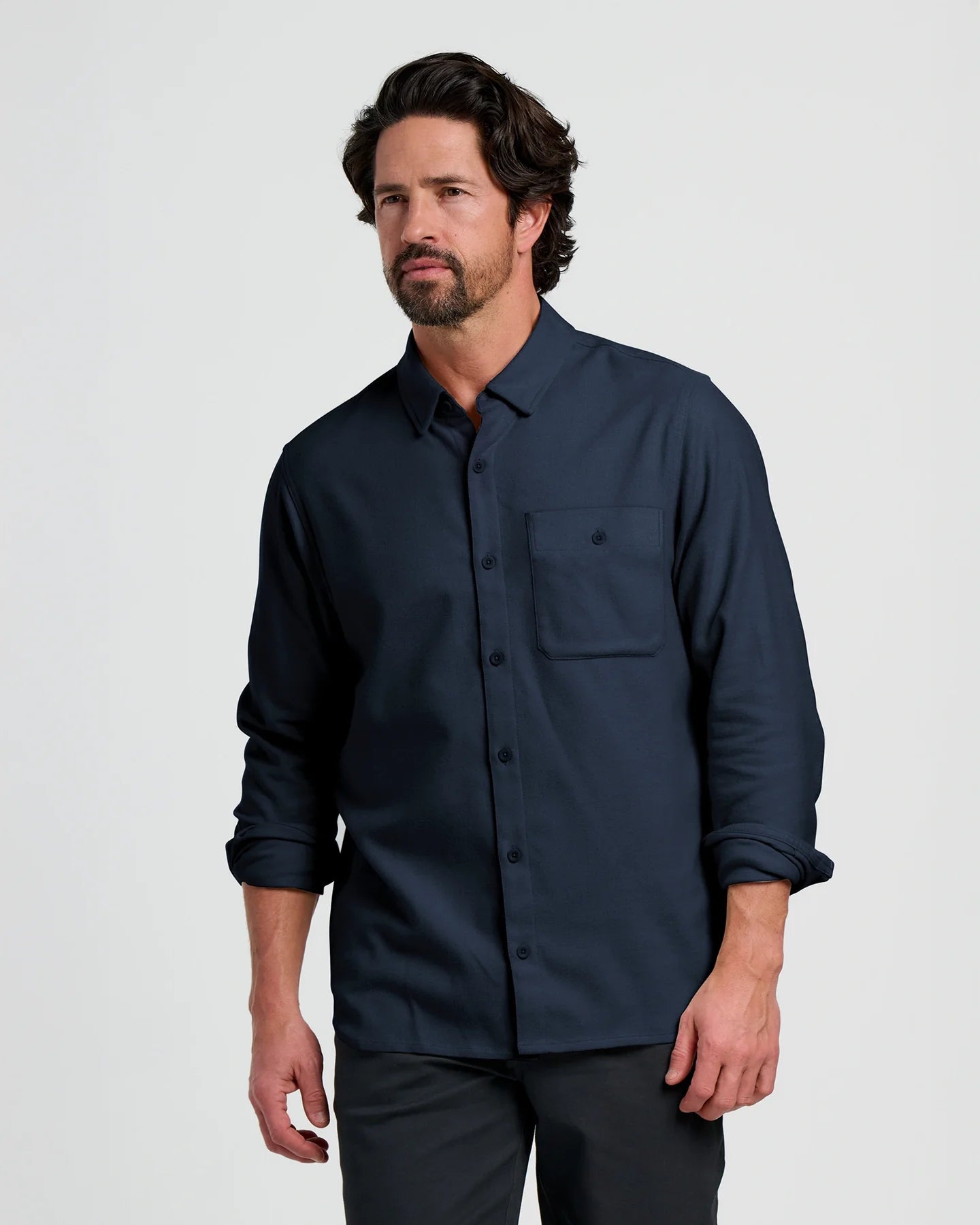 Free Fly Men's Seawool Flannel Shirt in Deep Navy