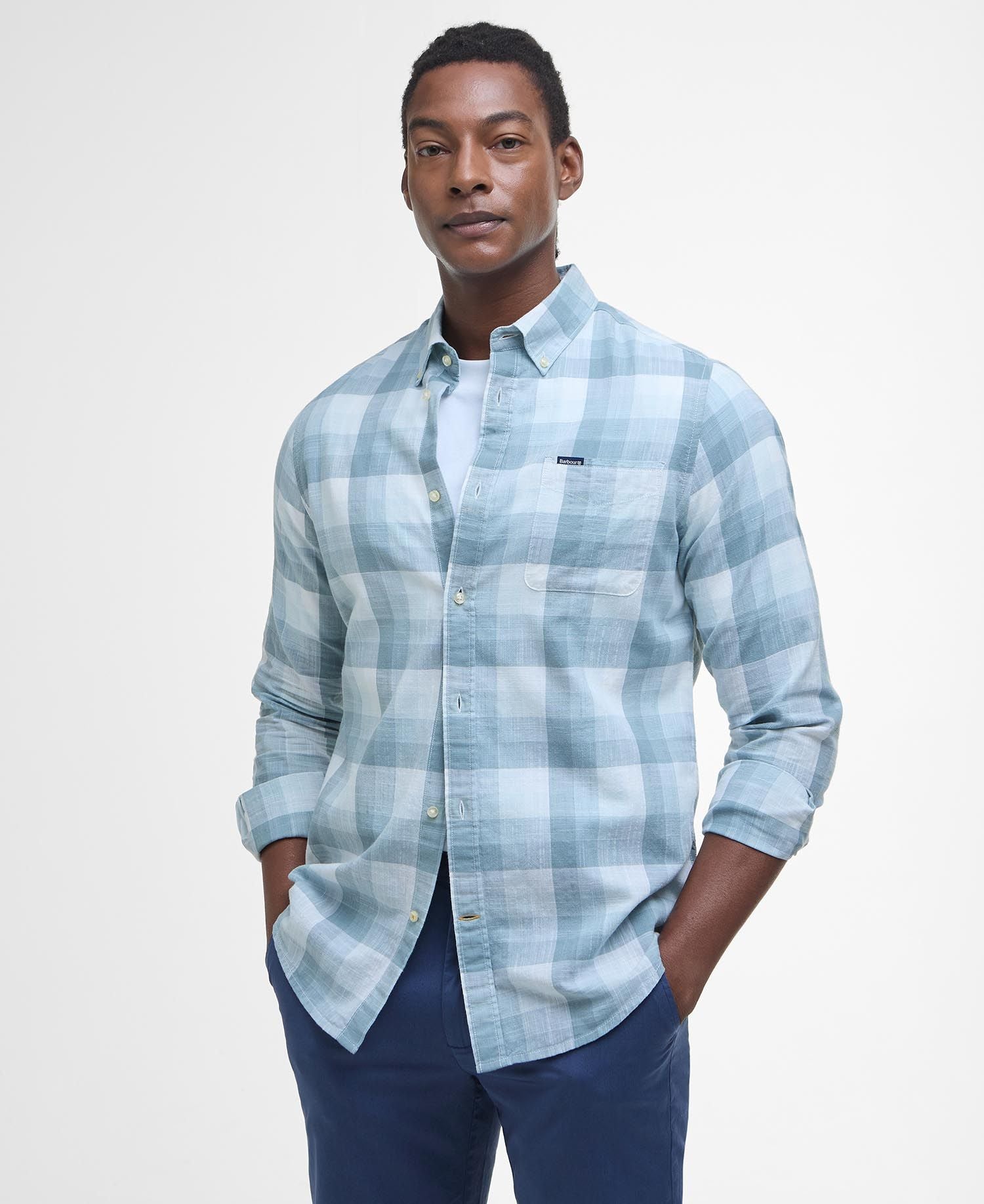 Barbour Hillroad Tailored Long-Sleeved Shirt in Vintage Teal