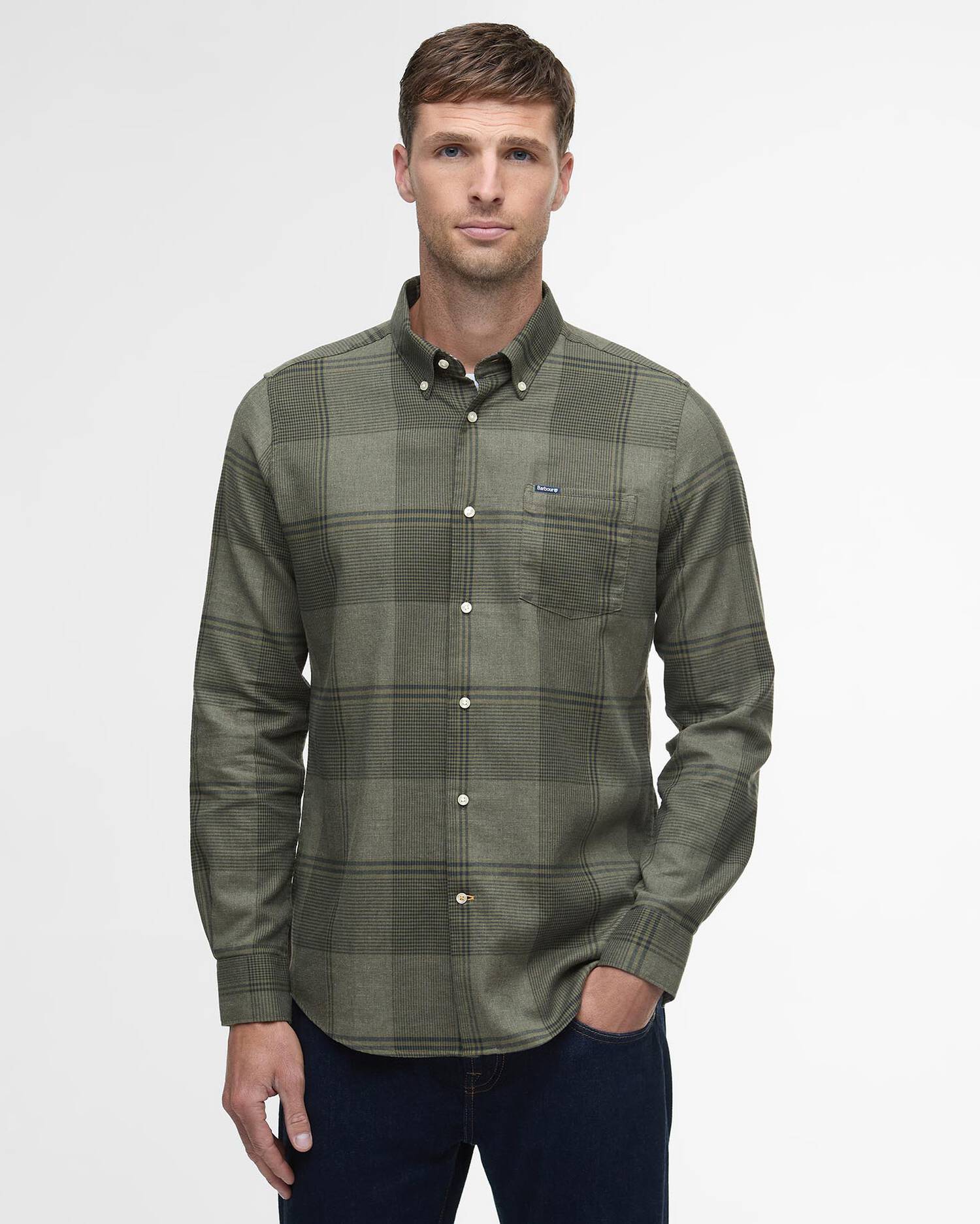 Barbour Heaney Checked Tailored Shirt in Olive