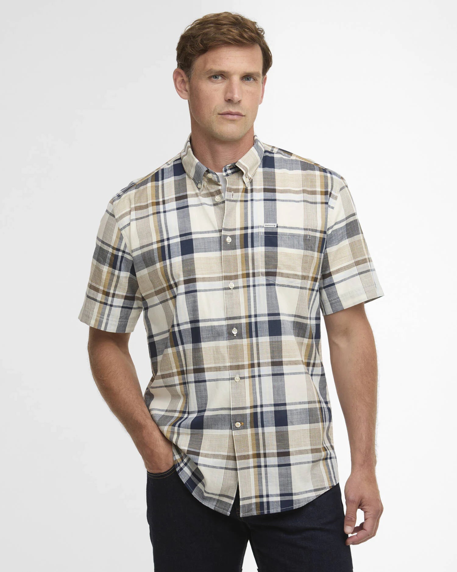 Barbour Swinfell Checked Regular Short-Sleeved Shirt in Russet